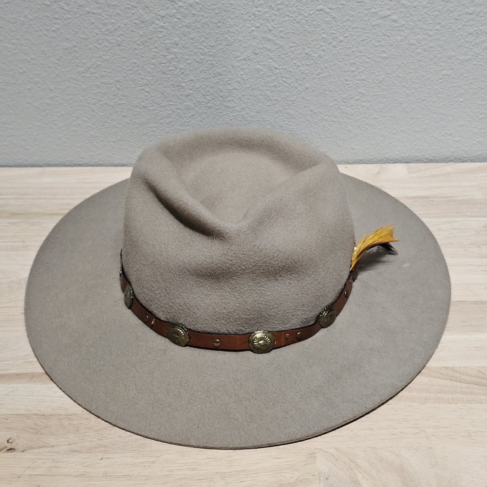 100% Wool Lite Felt Tan Hat w/Feather -  Outback Trading